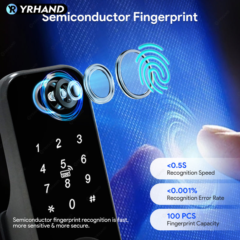 YRHAND GT01-2 Fingerprint Lock Waterproof Tuya Wifi Remote Control Bluetooth TTLock App Mechanical Electronic Smart Door Lock For home