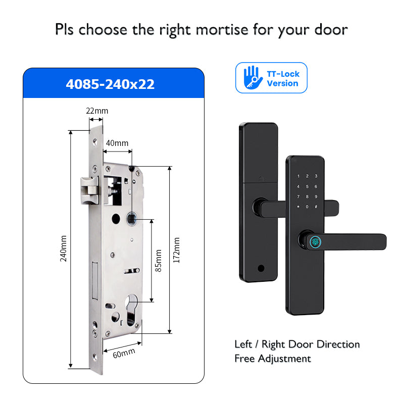 K11-Biometric Fingerprint Door Lock with 4585 Mortise,TTLock App Remote Control,IC Card/Password Code/Key Unock,Keyless Entry Electronic Smart Door Lock for Home Apartment