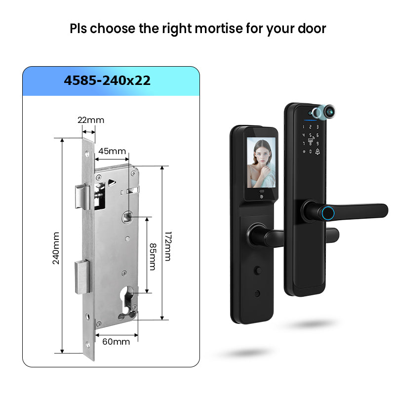 X9PRO-TUYA Wi-Fi App Fingerprint Smart Door Lock with Camera,Keyless Entry Door Lock with 4585 Mortise with 5-in-1 Unlock Methods,for Home,Office,Apartment