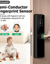 B2-YRHAND Tuya WIFI Smart Fingerprint Door Lock with 4585 Mortise, with 5-in-1 Unlock Methods,Security Intelligent Lock Biometric Electronic Gate Lock for Hotel/Office/Apartment