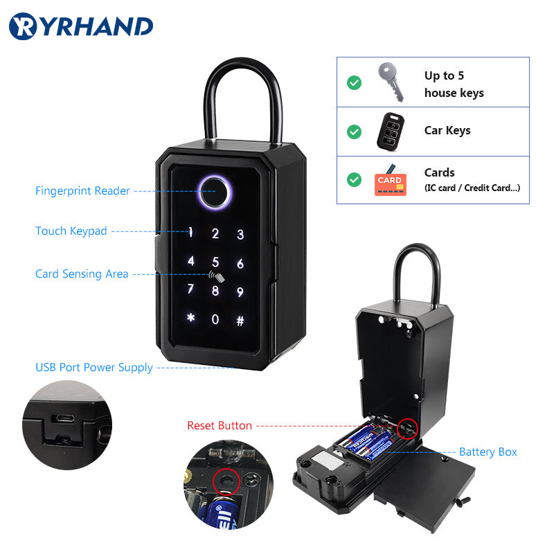 YRHAND K3 TTLOCK Wifi Security Boxes password Smart Fingerprint Digital Cerradura Inteligente Tuya Electronic Portable Lock Boxes