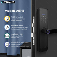 H03-Fingerprint Smart Door Lock with 4585 mortise,Anti-theft Biometric Password Door Lock,Tuya App Control,Backup Key, IC Card Unlock