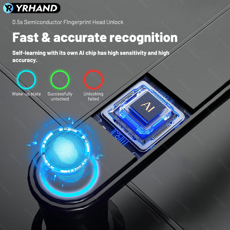 K9A-TUYA App Electronic Smart Door Lock with Handle, Smart Home Kits,Intelligent Keyless Entry Door Lock with Biometric Fingerprint/RFID Card/Password/Key Unlock