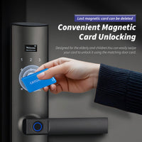 YRHAND Z11 Electronic Door Lock with Handle,Biometric Fingerprint Door Lock with Tuya APP/IC Card/Password/Key Unlock