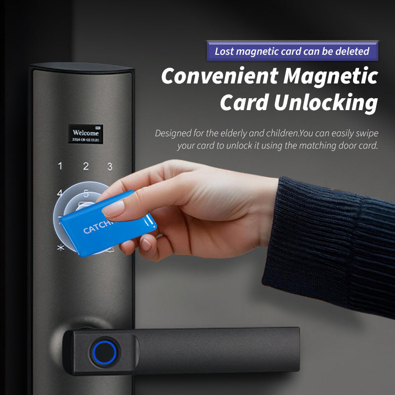 YRHAND Z11 Electronic Door Lock with Handle,Biometric Fingerprint Door Lock with Tuya APP/IC Card/Password/Key Unlock