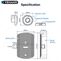 YRHAND 1667-5Z Fingerprint Drawer Lock Fingerprint Cabinet Lock for Valuable Private Storage Home or Office Drawers cabinets wardrobes