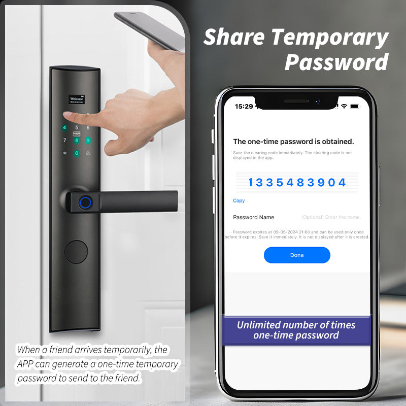 YRHAND Z11 Electronic Door Lock with Handle,Biometric Fingerprint Door Lock with Tuya APP/IC Card/Password/Key Unlock