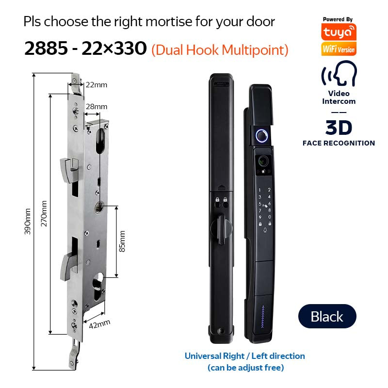 YRHAND A216 3D Face recognition lock Tuya wifi fechadura eletronico digital Waterpoof Visual intercom keyless unlock Sliding Smart Door Lock