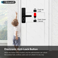 H03-Fingerprint Smart Door Lock with 4585 mortise,Anti-theft Biometric Password Door Lock,Tuya App Control,Backup Key, IC Card Unlock