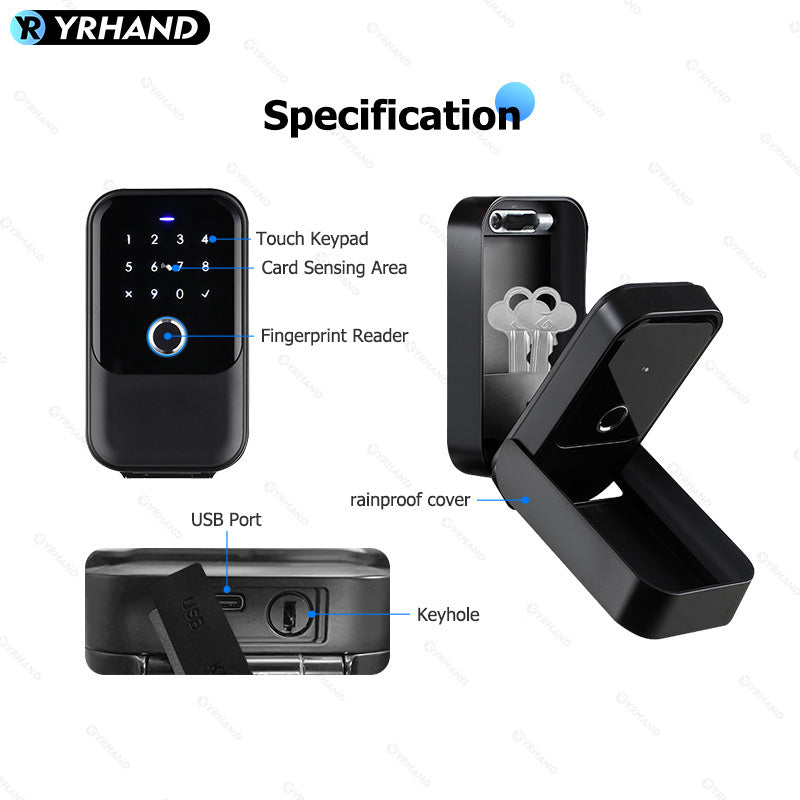 YRHAND K5 TTlock Smartkey Lock Box Wireless Electronic Key Safe with Digital Code App Controlled Bluetooth Smartlock for Home Key Padlock