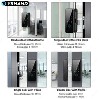 YRHAND 008 Tuya APP Smart Biometric Electronic Glass Door Fingerprint Lock Bluetooth Lock 13.56Mhz RFID Control Keyless Unlock For office