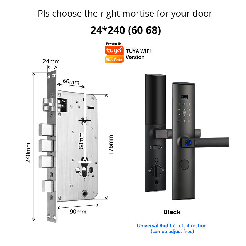 YRHAND Z11 Electronic Door Lock with Handle,Biometric Fingerprint Door Lock with Tuya APP/IC Card/Password/Key Unlock