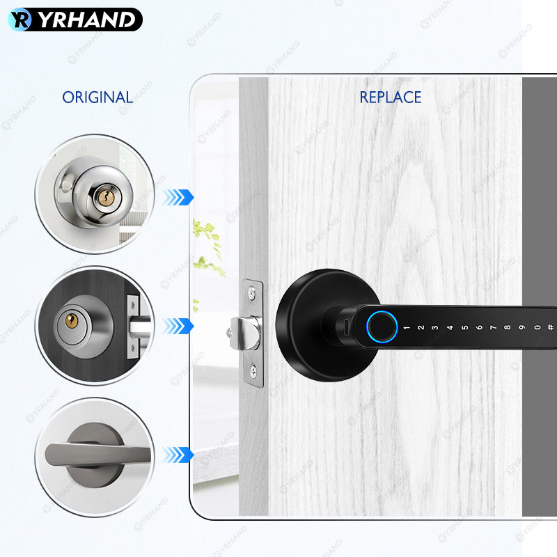 YRHAND X10 Tuya Bluetooth Smart Door Lock APP Remote Unlock 5 In 1 Fingerprint Password IC Card Unlock Digital Lock for Wooden Door