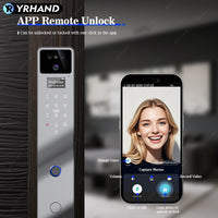 YRHAND F7 Tuya Smart Door Lock ｜3D Face Recognition + 2K Camera + Fingerprint｜Works with Google/Alexa/Security Camera