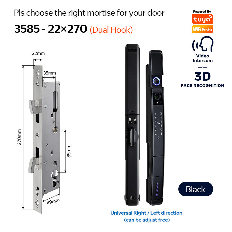 YRHAND A216 3D Face recognition lock Tuya wifi fechadura eletronico digital Waterpoof Visual intercom keyless unlock Sliding Smart Door Lock