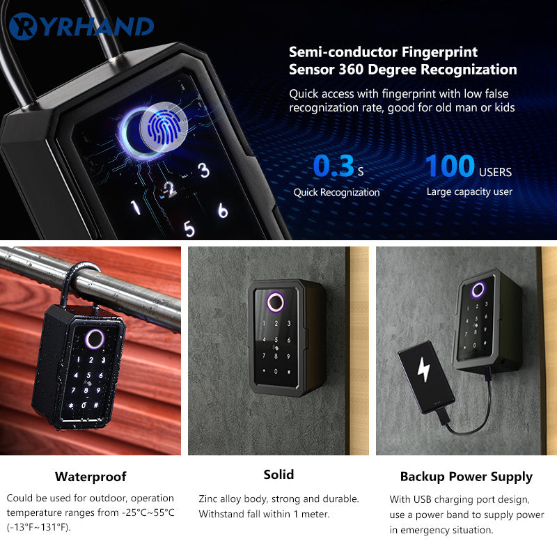 YRHAND K3 TTLOCK Wifi Security Boxes password Smart Fingerprint Digital Cerradura Inteligente Tuya Electronic Portable Lock Boxes