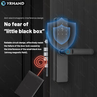 K9A-TUYA App Electronic Smart Door Lock with Handle, Smart Home Kits,Intelligent Keyless Entry Door Lock with Biometric Fingerprint/RFID Card/Password/Key Unlock