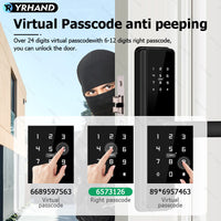 B2-YRHAND Tuya WIFI Smart Fingerprint Door Lock with 4585 Mortise, with 5-in-1 Unlock Methods,Security Intelligent Lock Biometric Electronic Gate Lock for Hotel/Office/Apartment