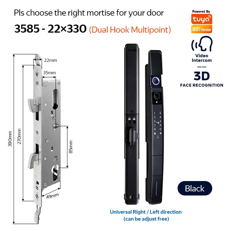 YRHAND A216 3D Face recognition lock Tuya wifi fechadura eletronico digital Waterpoof Visual intercom keyless unlock Sliding Smart Door Lock