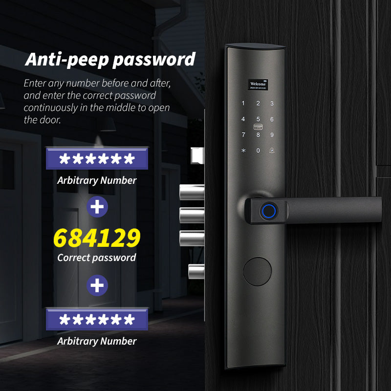 YRHAND Z11 Electronic Door Lock with Handle,Biometric Fingerprint Door Lock with Tuya APP/IC Card/Password/Key Unlock