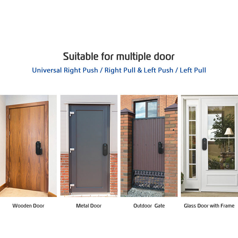 R5-Keyless Smart Door Lock TTLock App Electric Rim Lock Biometrics Fingerprint Door Lock with IC Card / Password Key Unlock