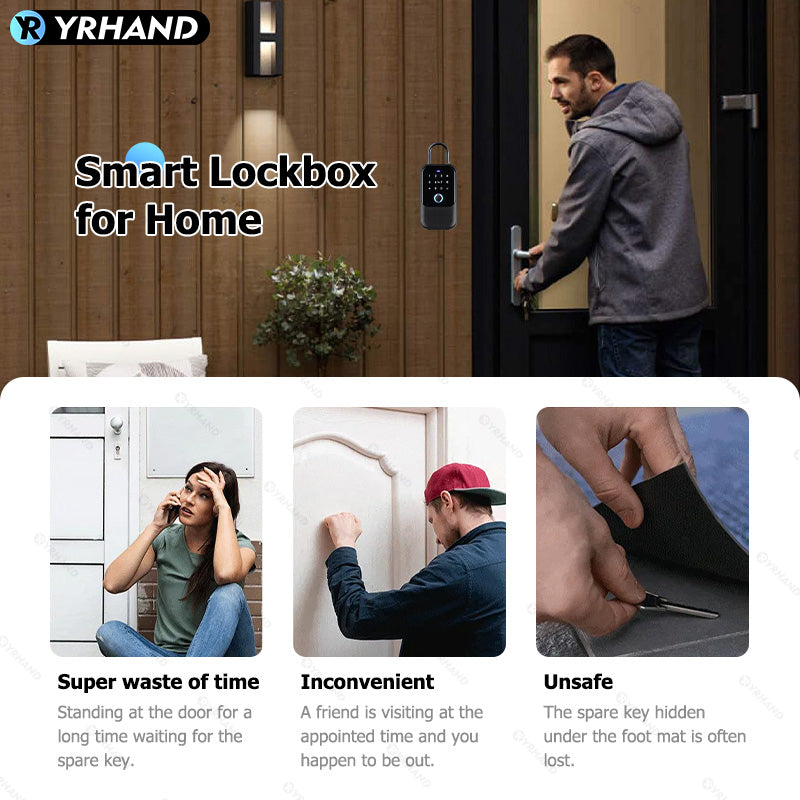 K5-New Wall Mounted Key Lock Box,TTlock App Control,Electronic Fingerprint Lock Box with Access Card,Manual Keys,Share eKey and Passcode Unlock,IPX5,Bluetooth Wireless Lock Box for for Indoor Outdoor Home Office