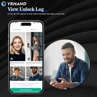 YRHAND F7 Tuya Smart Door Lock ｜3D Face Recognition + 2K Camera + Fingerprint｜Works with Google/Alexa/Security Camera