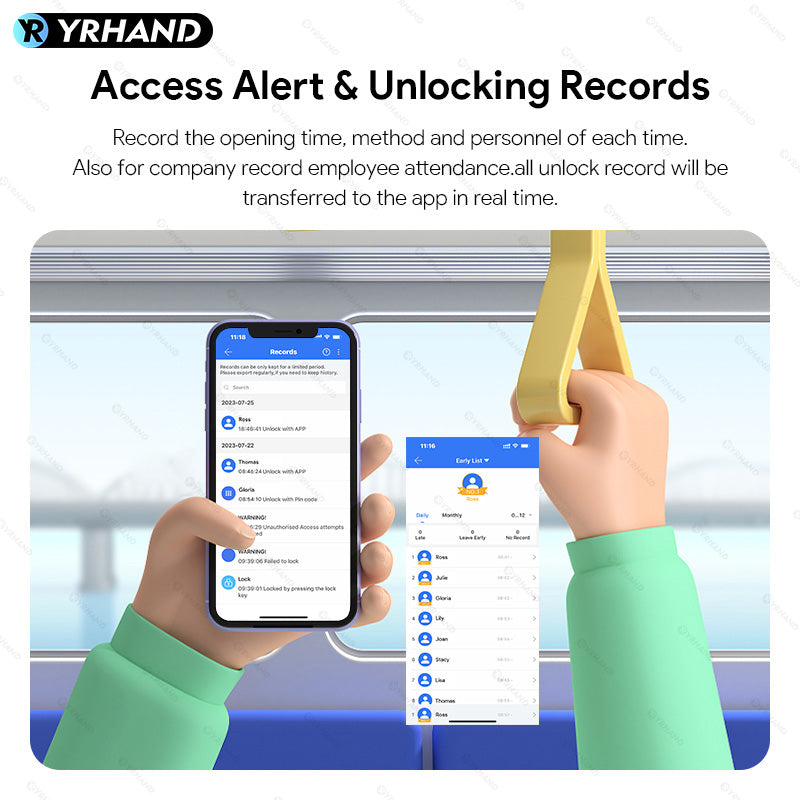 H03-Electronic Smart Door Lock, Intelligent Fingerprint Lock with standard Mortise 4585, Keyless Entry Door Lock with Handle, Code Door lock with Keypad, TTlock App Control