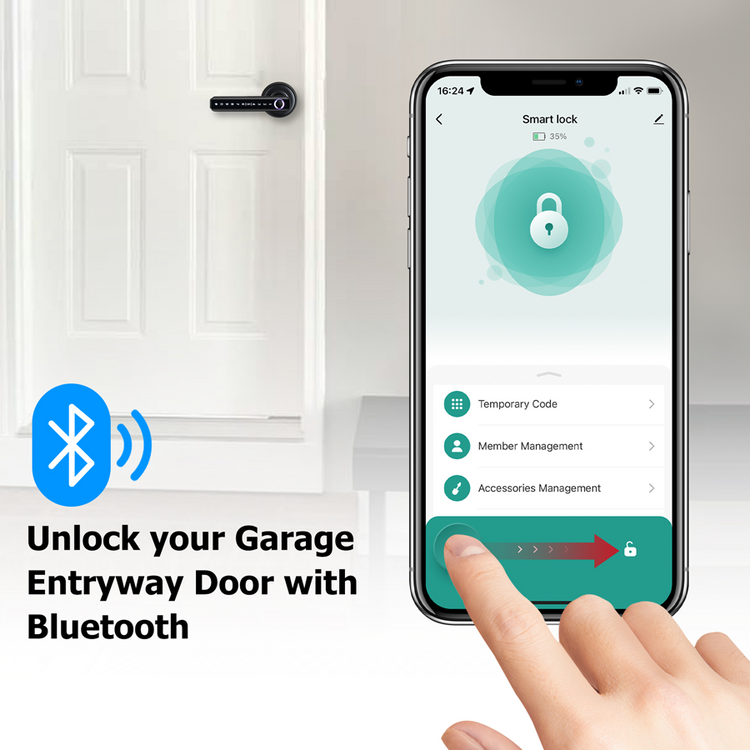 Smart Lock,YRHAND Fingerprint Door Lock,5 Unlocking Methods,Tuya App,Black