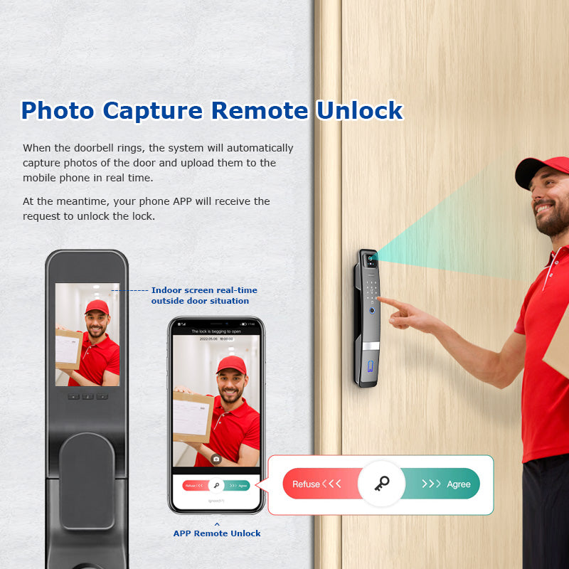 Tuya Camera 3D Face Recognition Smart Door Lock H20