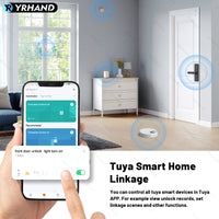 K9A-TUYA App Electronic Smart Door Lock with Handle, Smart Home Kits,Intelligent Keyless Entry Door Lock with Biometric Fingerprint/RFID Card/Password/Key Unlock