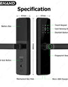 B2-YRHAND Tuya WIFI Smart Fingerprint Door Lock with 4585 Mortise, with 5-in-1 Unlock Methods,Security Intelligent Lock Biometric Electronic Gate Lock for Hotel/Office/Apartment
