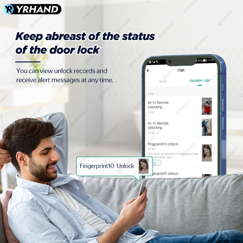 YRHAND A216 3D Face recognition lock Tuya wifi fechadura eletronico digital Waterpoof Visual intercom keyless unlock Sliding Smart Door Lock