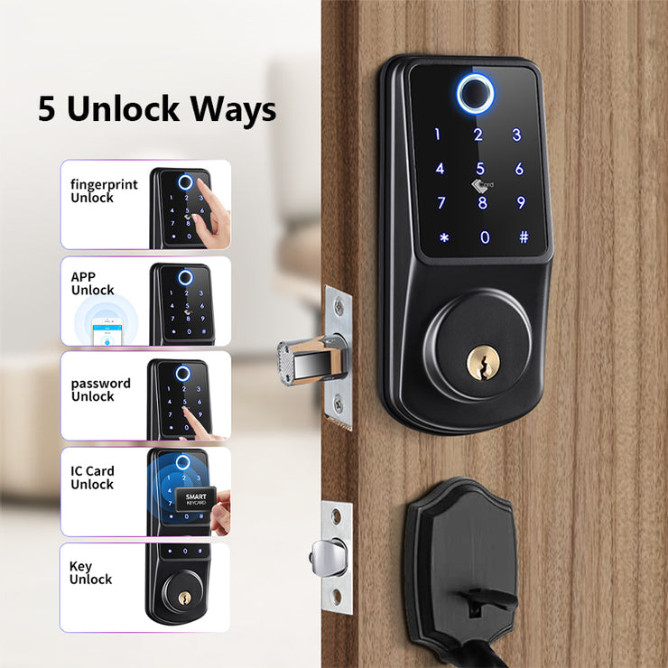 A220F TTlock  APP Fingerprint Smart Door lock Remote Control Password Automatic Latch Lock