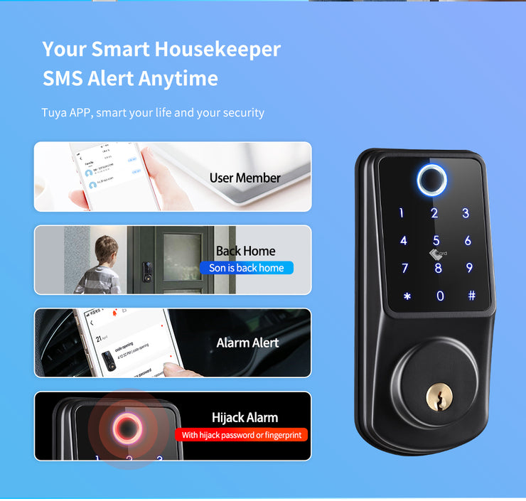 Smart Lock Tuya APP Fingerprint Door lock Remote Control Password Door Lock Wifi Door Lock(A220F)
