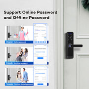A270 Tuya Wifi Electronic Smart Door Lock With Biometric Fingerprint Card Password Key Unlock USB