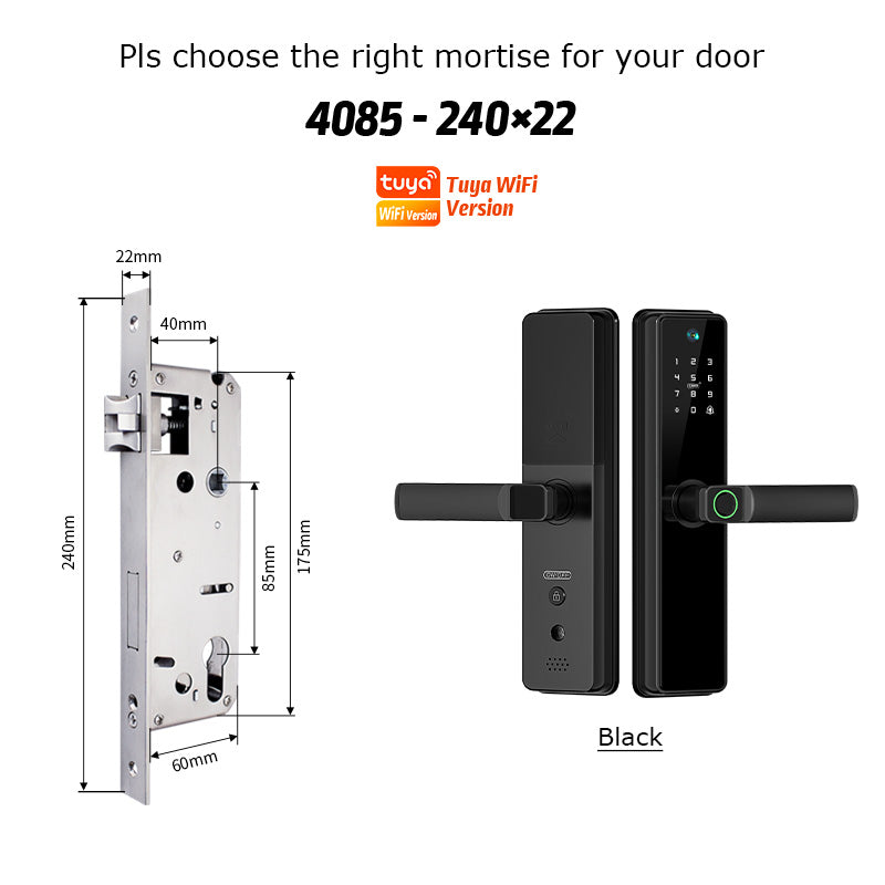 B2pro-Tuya App Biometric Smart Door Lock With Camera,with 4585 mortise,Electric Fingerprint Door Lock Security Intelligent Lock for Hotel Apartment