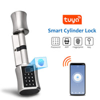 C001D-Adjustable Electronic Fingerprint Smart Door Lock,Smart Cylinder Lock with Tuya App Remote Control,with Password / Key Unlock
