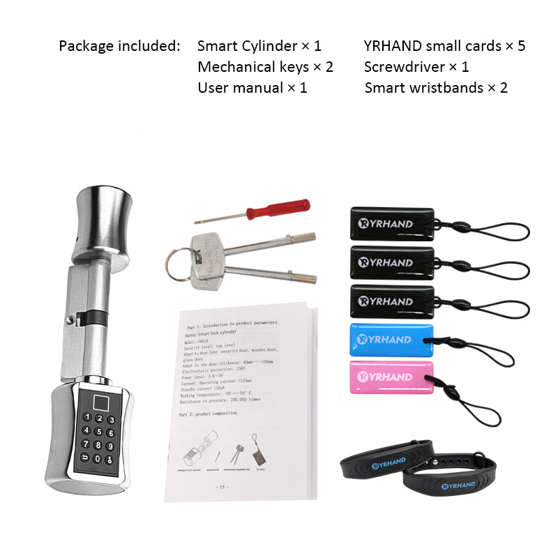 Biometric Fingerprint Smart Cylinder Lock Digital Keypad Code Keyless Lock For Home