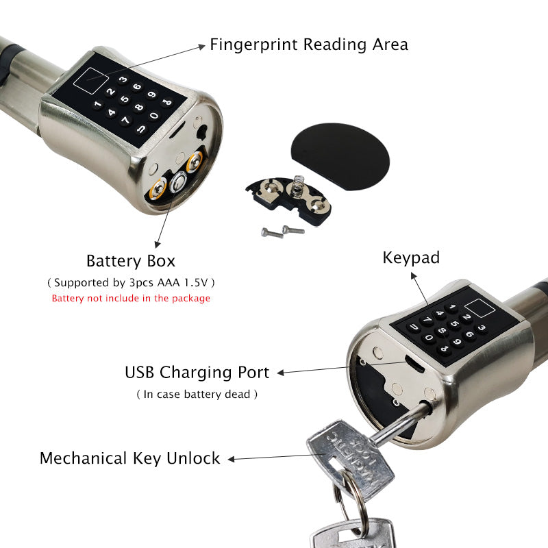 Biometric Fingerprint Smart Cylinder Lock Digital Keypad Code Keyless Lock For Home