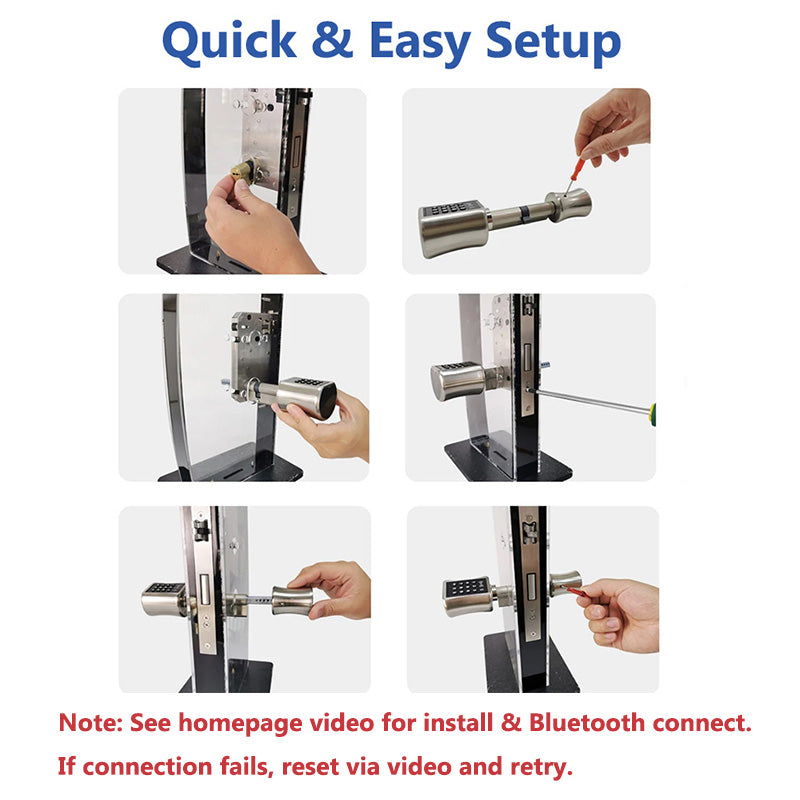 C001D-Adjustable Electronic Fingerprint Smart Door Lock,Smart Cylinder Lock with Tuya App Remote Control,with Password / Key Unlock