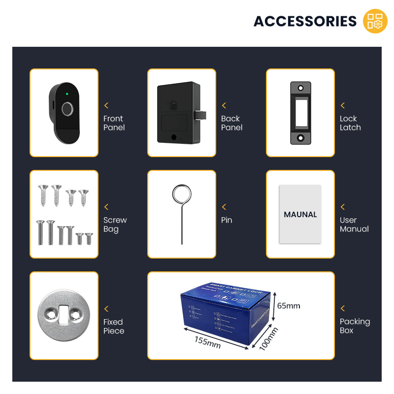 C100-Fingerprint Smart Cabinet Lock,TUYA App Biometric Keyless Entry Remote Access Drawer Filing Cabinet Furniture Cupboard Locks,Black