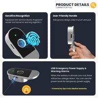 C100-Fingerprint Smart Cabinet Lock,TUYA App Biometric Keyless Entry Remote Access Drawer Filing Cabinet Furniture Cupboard Locks,Black