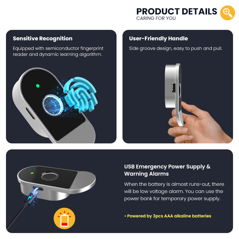 C100-Fingerprint Smart Cabinet Lock,TUYA App Biometric Keyless Entry Remote Access Drawer Filing Cabinet Furniture Cupboard Locks,Black