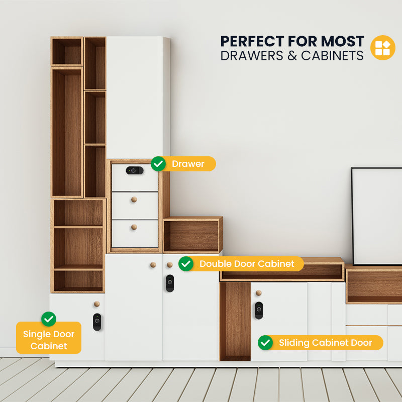 C100-Fingerprint Smart Cabinet Lock,TUYA App Biometric Keyless Entry Remote Access Drawer Filing Cabinet Furniture Cupboard Locks,Black