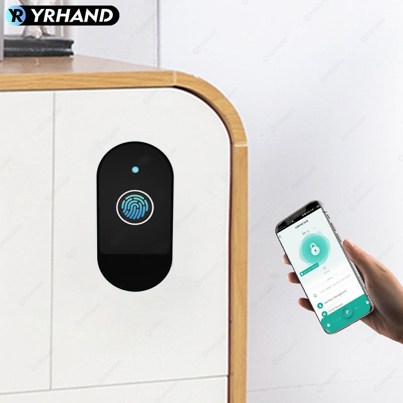 C100-Fingerprint Smart Cabinet Lock,TUYA App Biometric Keyless Entry Remote Access Drawer Filing Cabinet Furniture Cupboard Locks,Black