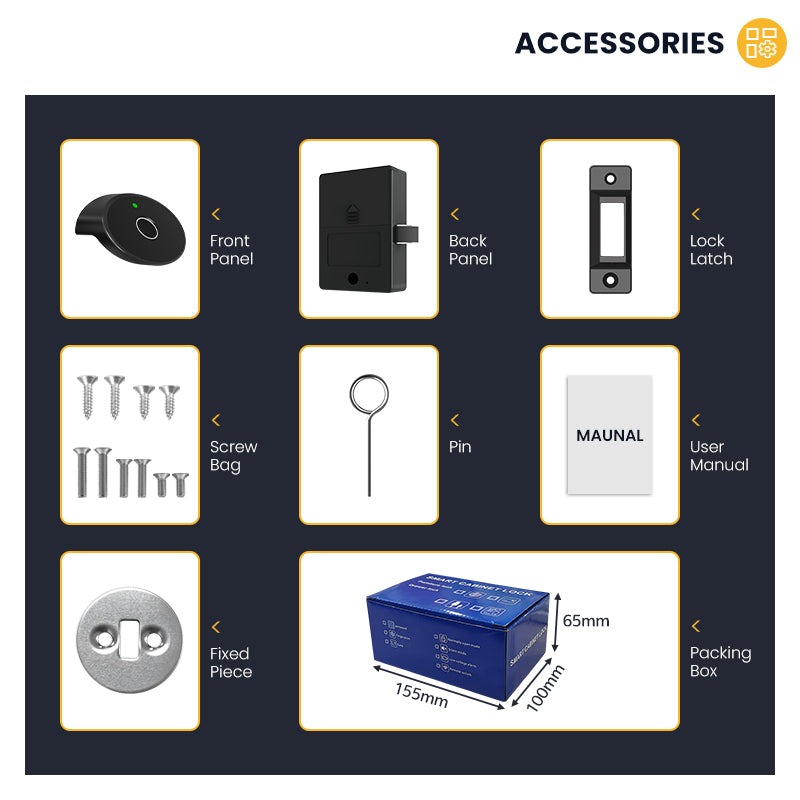 C200-Fingerprint Cabinet Lock for Home / Office,Smart Biometric Keyless Hidden File Drawer Wardrobe Lock, Anti-theft Electronic Cabinet Locks for Liquor Cabinet Locker Drawer Cupboard Desk