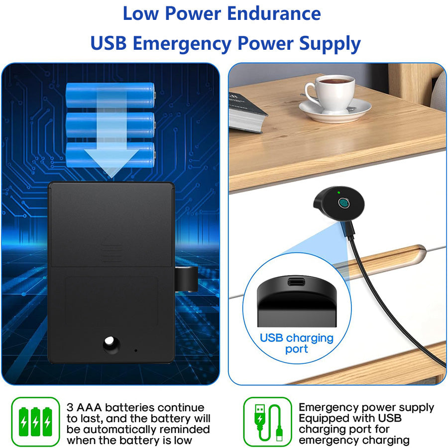 C200-Fingerprint Cabinet Lock for Home / Office,Smart Biometric Keyless Hidden File Drawer Wardrobe Lock, Anti-theft Electronic Cabinet Locks for Liquor Cabinet Locker Drawer Cupboard Desk