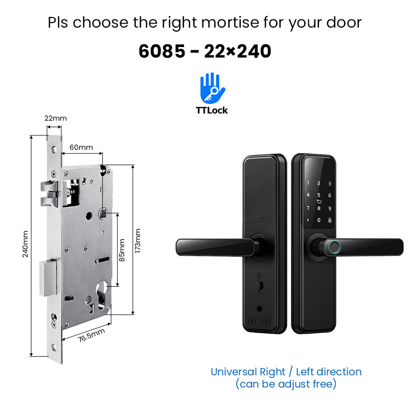 DG01-TTLock App Biometric Fingerprint Smart Door Lock,Adjustable handle direction,Electronic anti-lock Button,Password RFID Card Keyless Security Entry Electronic Smart Lock for Home Apartment