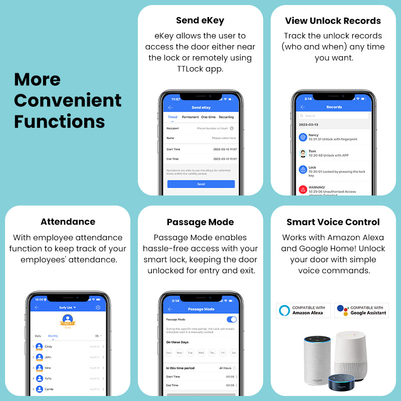 DG01-New Fingerprint Smart Door Lock with 4585 Mortise,5-in-1 Unlock Methods Keyless Door Lock, Secure Keyless Entry, Interchangeable Handles Left and Right,TTLock App Remote Control